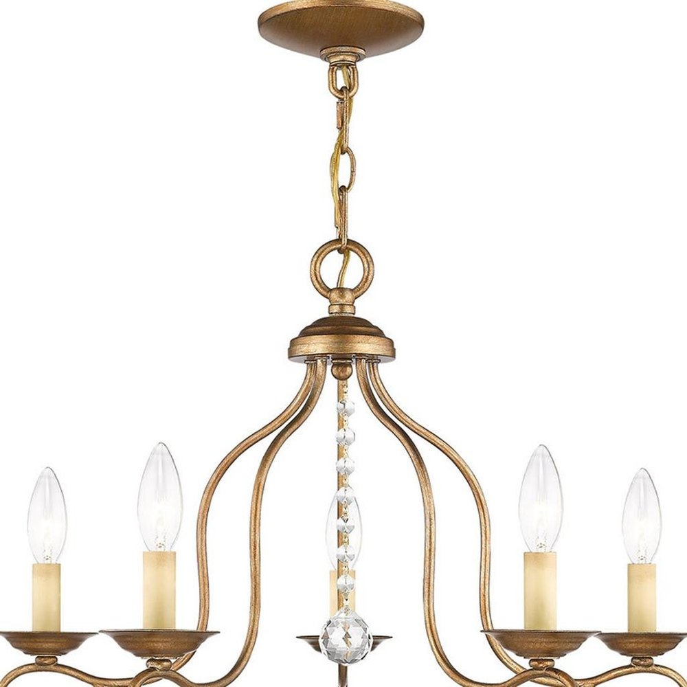 Five Light Dimmable Chandelier With Shades