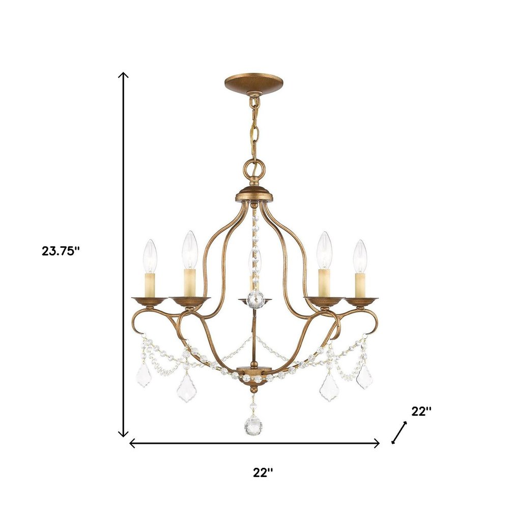 Five Light Dimmable Chandelier With Shades