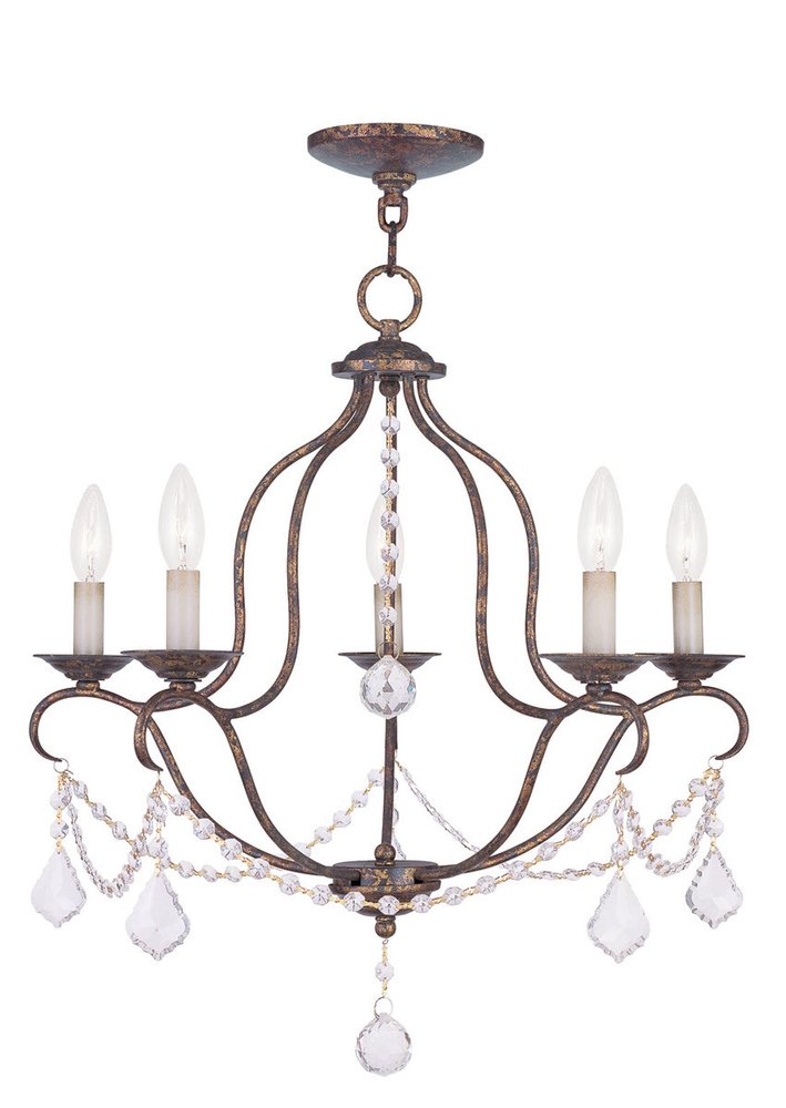 Five Light Dimmable Chandelier With Shades