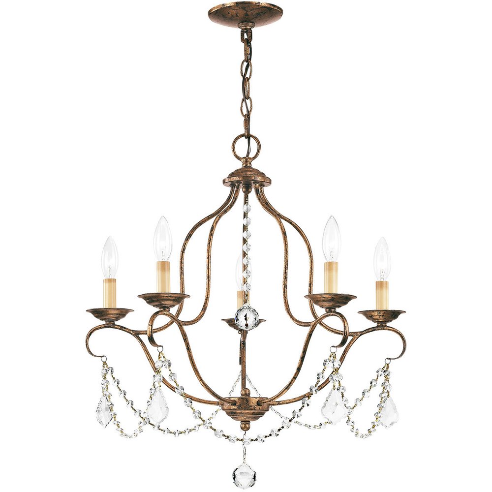 Five Light Dimmable Chandelier With Shades
