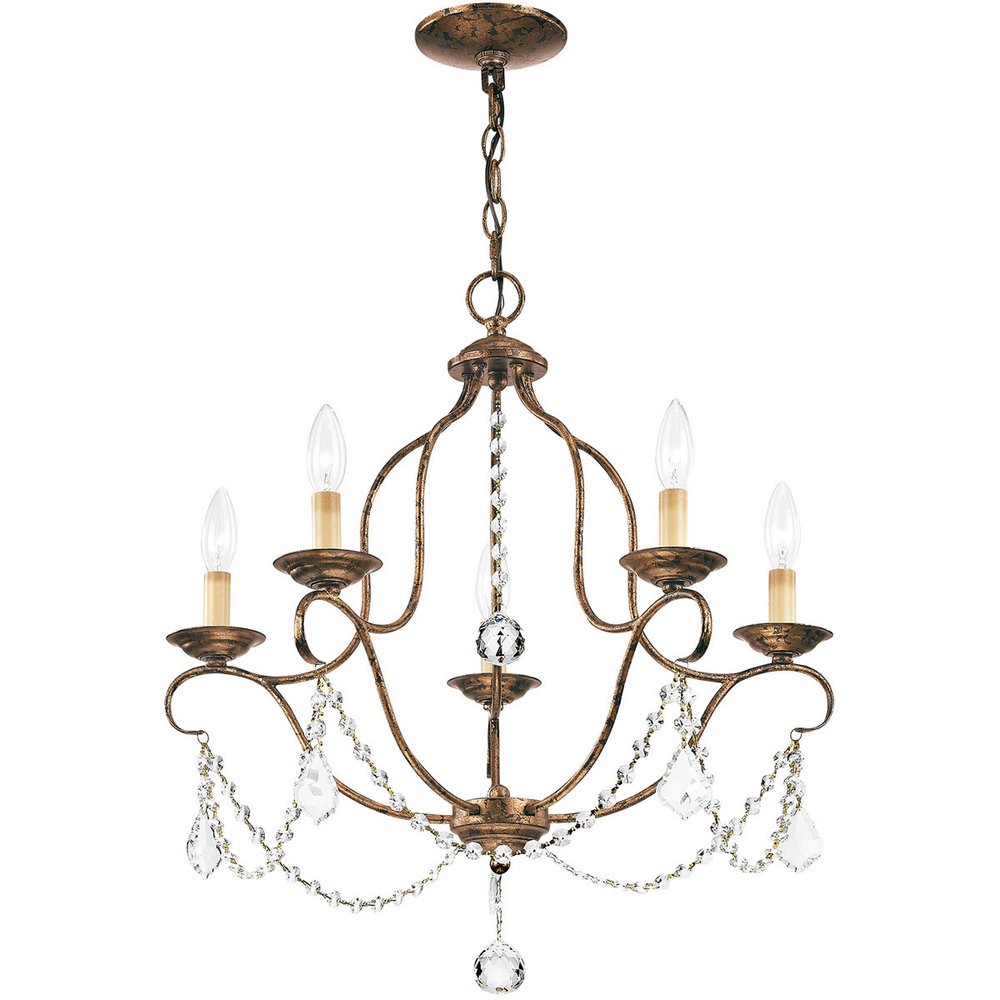 Five Light Dimmable Chandelier With Shades