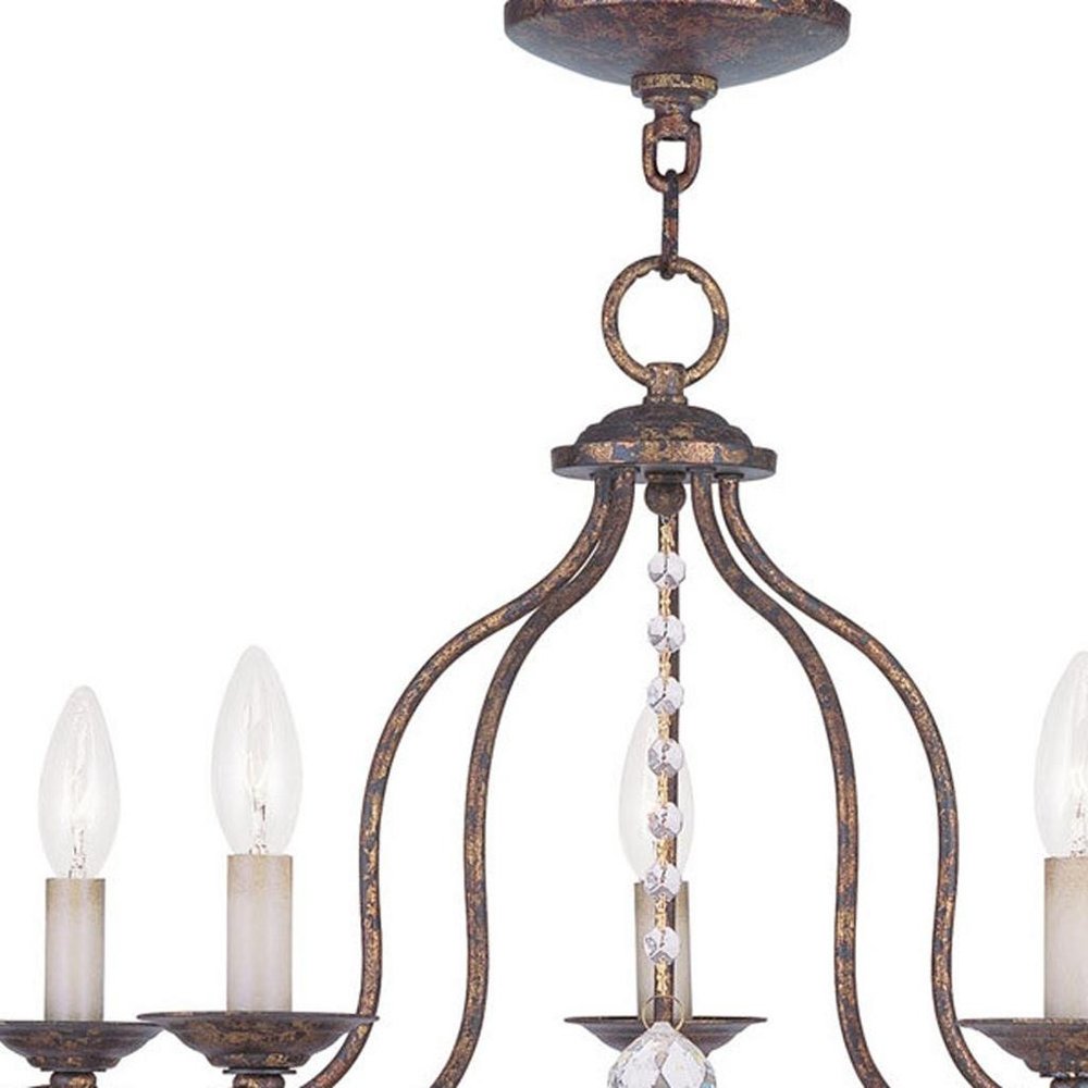 Five Light Dimmable Chandelier With Shades