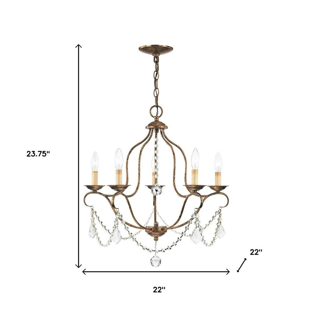 Five Light Dimmable Chandelier With Shades