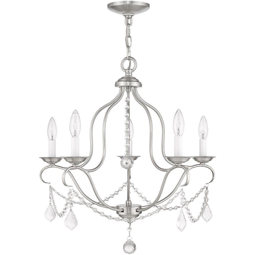 Five Light Dimmable Chandelier With Shades
