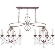 Bronze Eight Light Metal Dimmable Chandelier With Shades