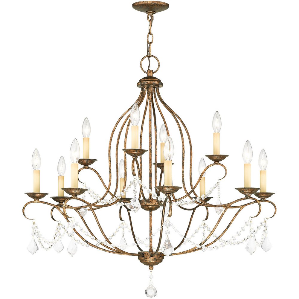 Twelve Light Dimmable Chandelier With Shades