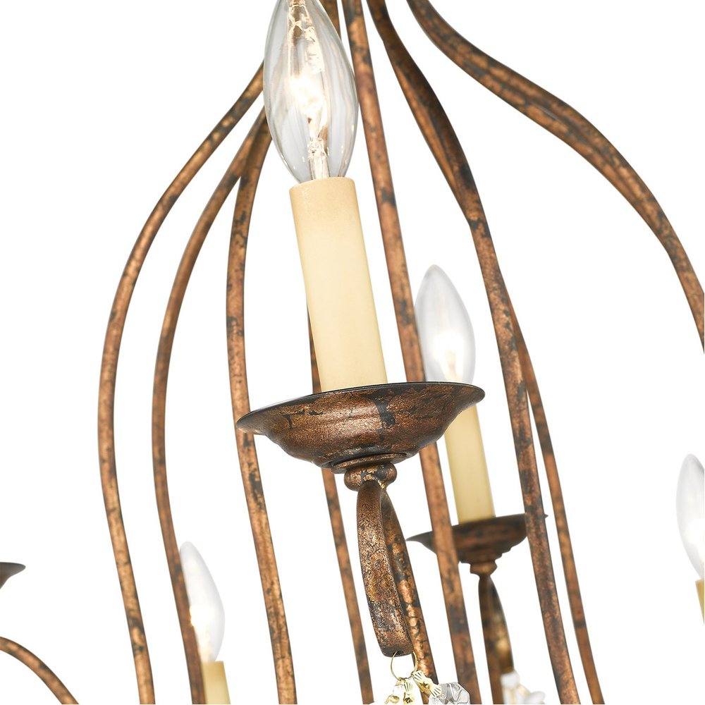 Bronze Twelve Light Metal Dimmable Chandelier With Shades