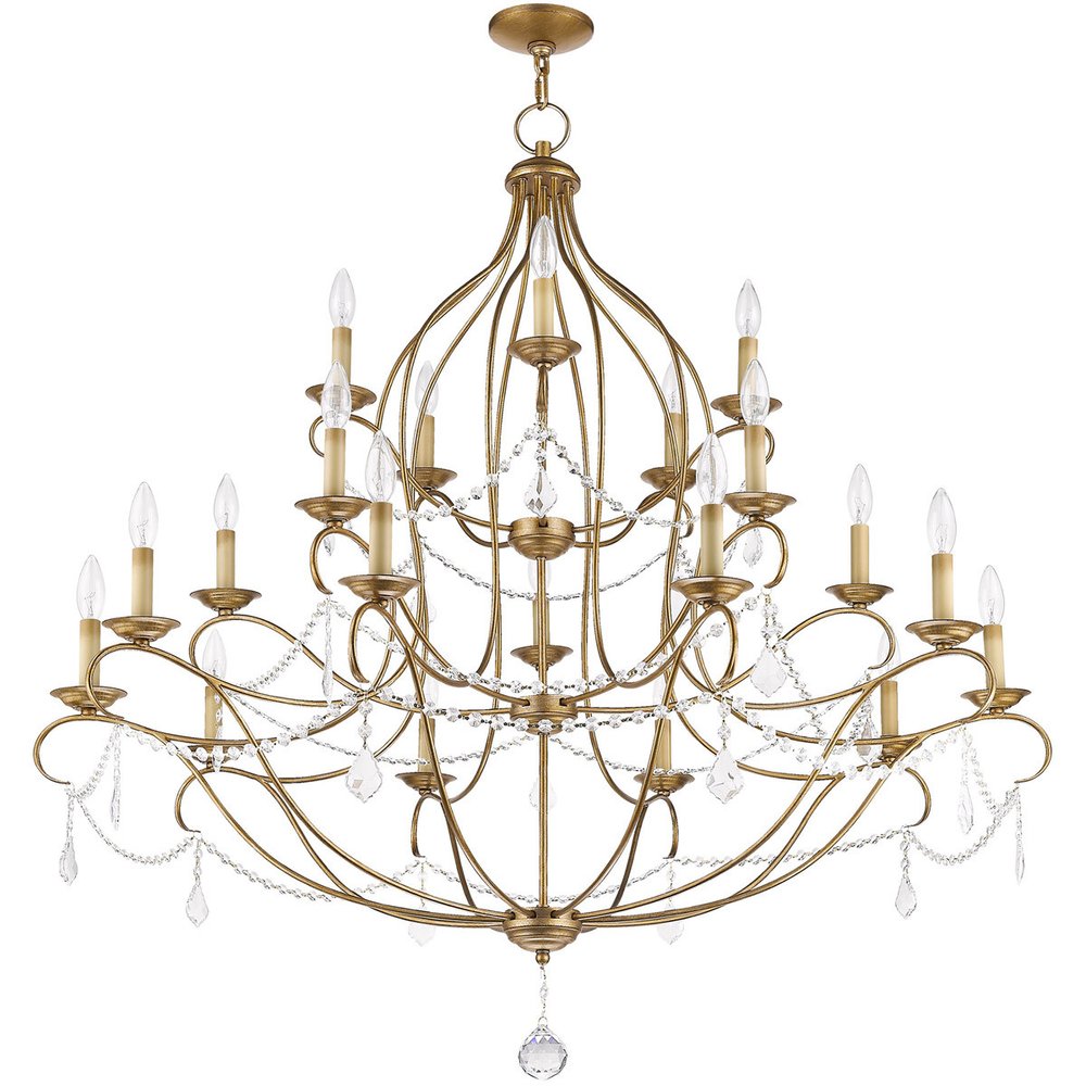 Antiqued Gold Twelve Light Metal Dimmable Chandelier With Shades