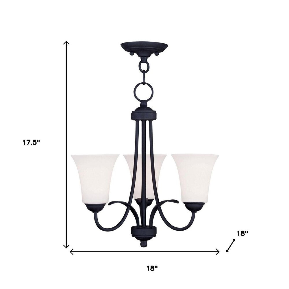 Black Three Light Dimmable Chandelier With Shades
