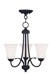 Black Three Light Dimmable Chandelier With Shades