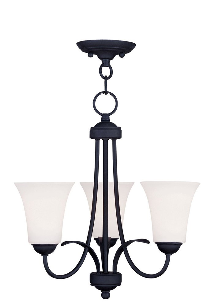 Black Three Light Dimmable Chandelier With Shades