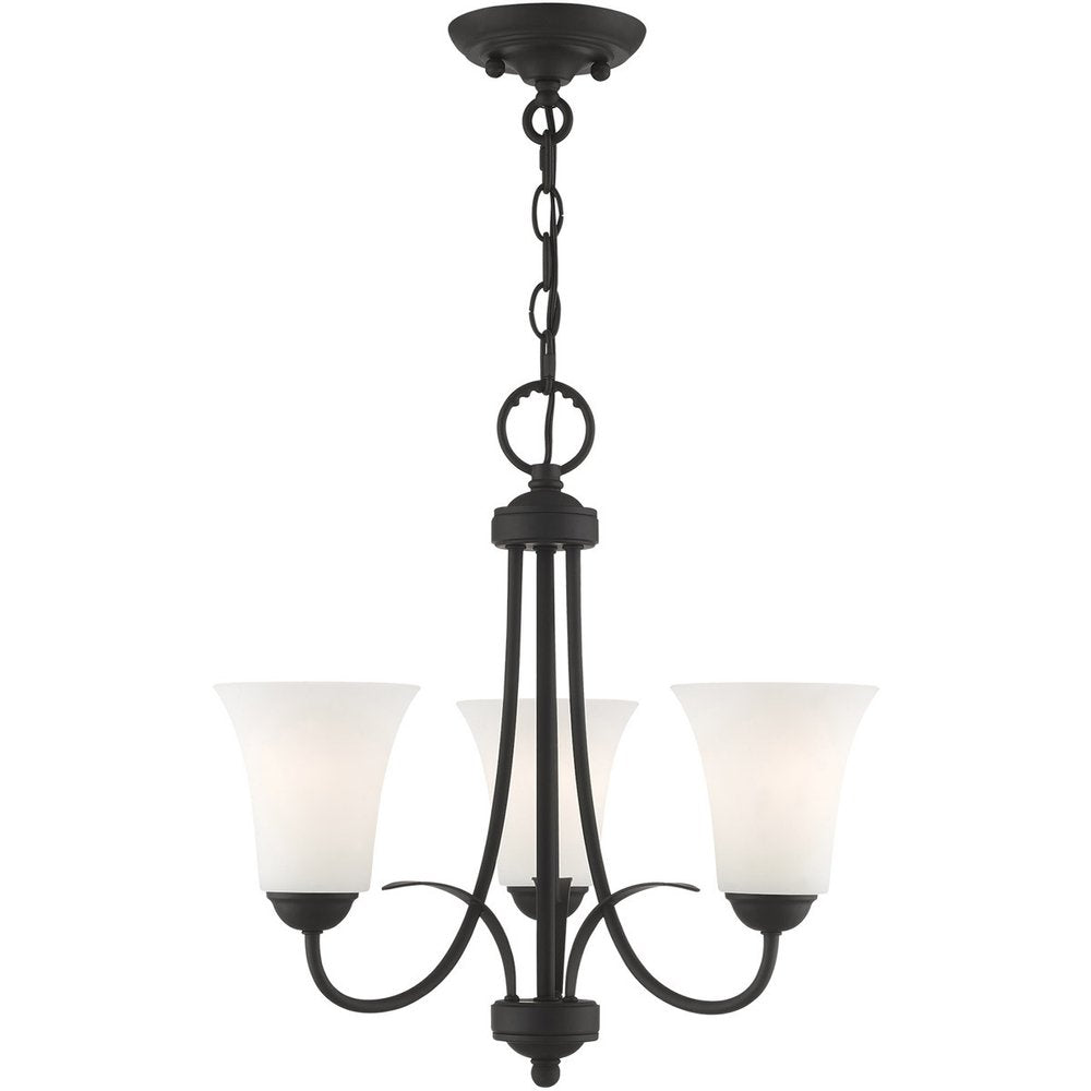 Black Three Light Dimmable Chandelier With Shades