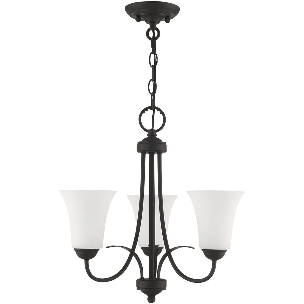 Black Three Light Dimmable Chandelier With Shades