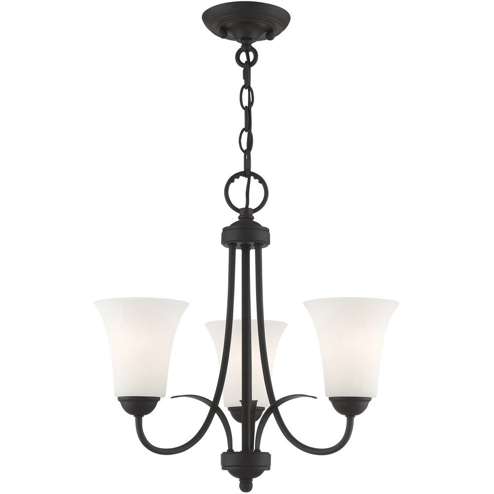 Black Three Light Dimmable Chandelier With Shades