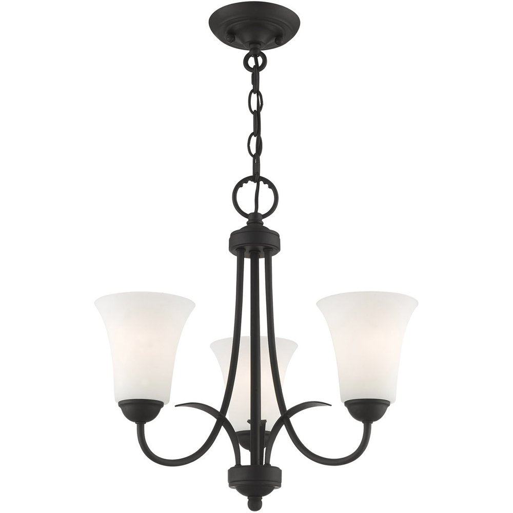 Black Three Light Dimmable Chandelier With Shades