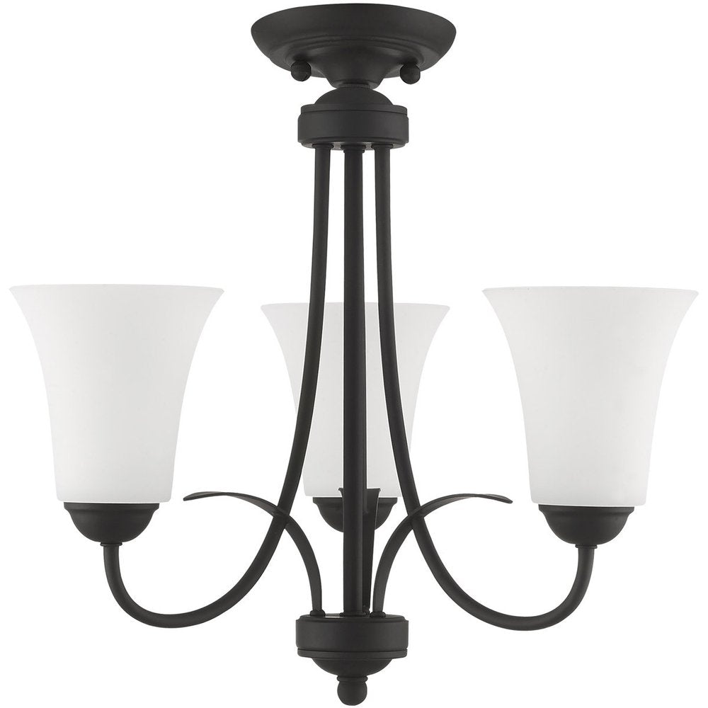 Black Three Light Dimmable Chandelier With Shades