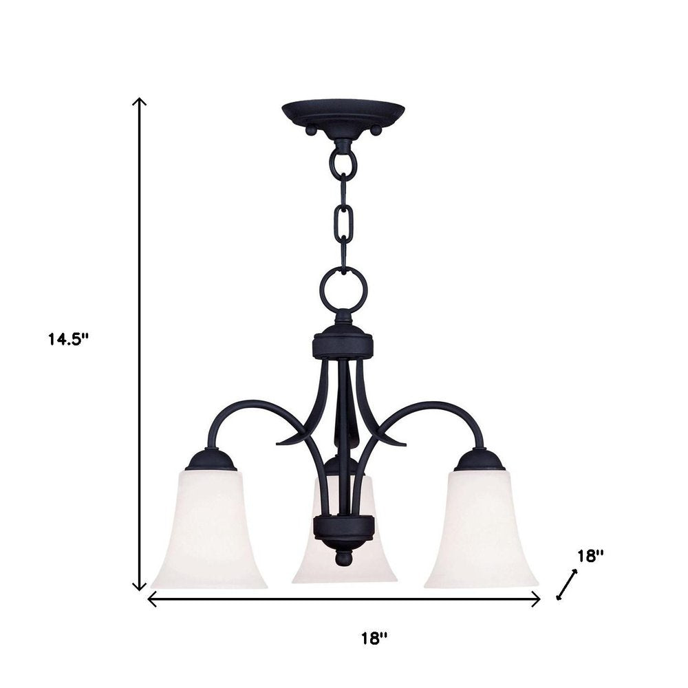 Black Three Light Dimmable Chandelier With Shades