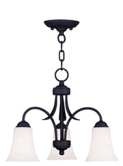 Black Three Light Dimmable Chandelier With Shades