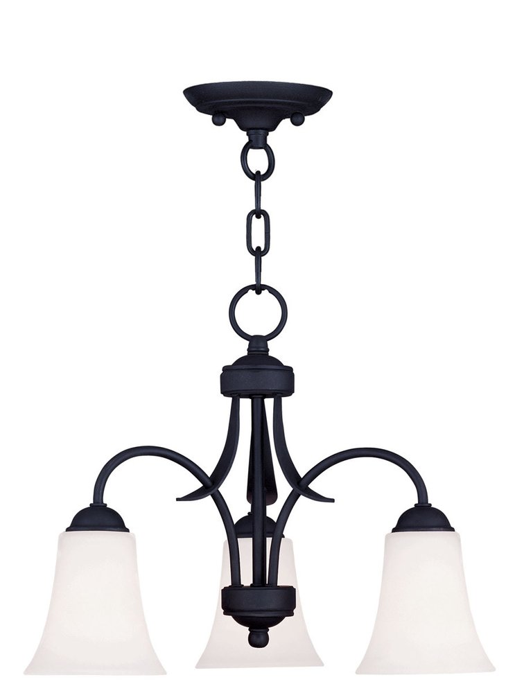 Black Three Light Dimmable Chandelier With Shades