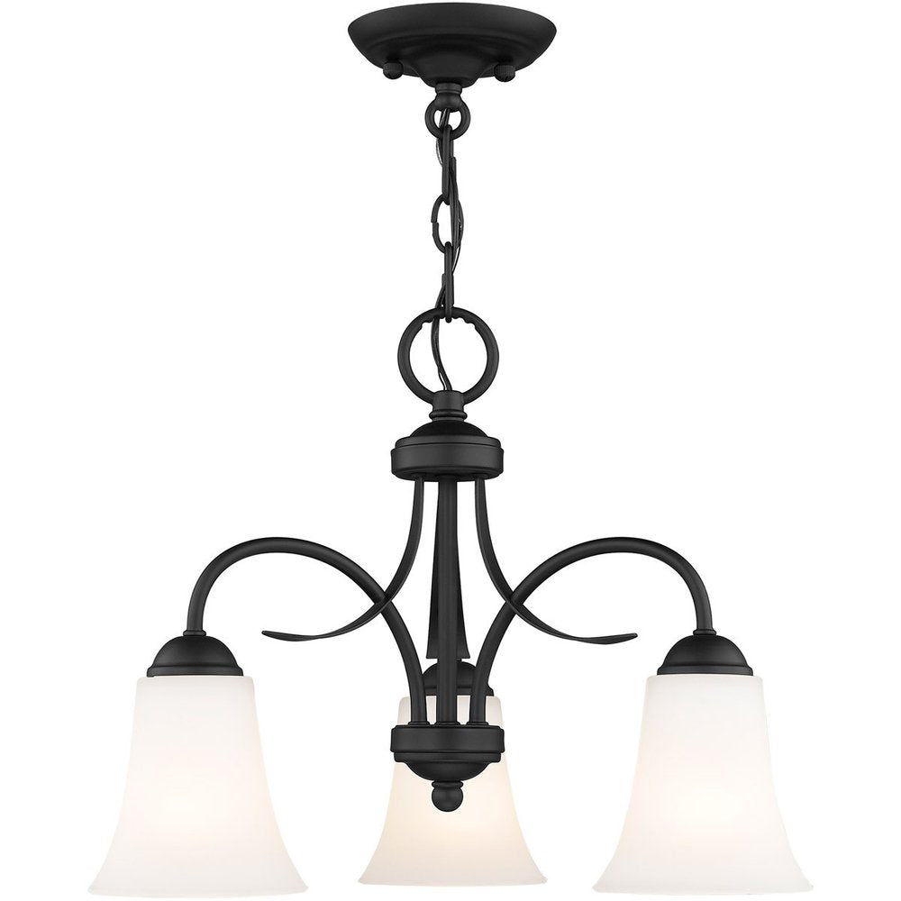 Black Three Light Dimmable Chandelier With Shades