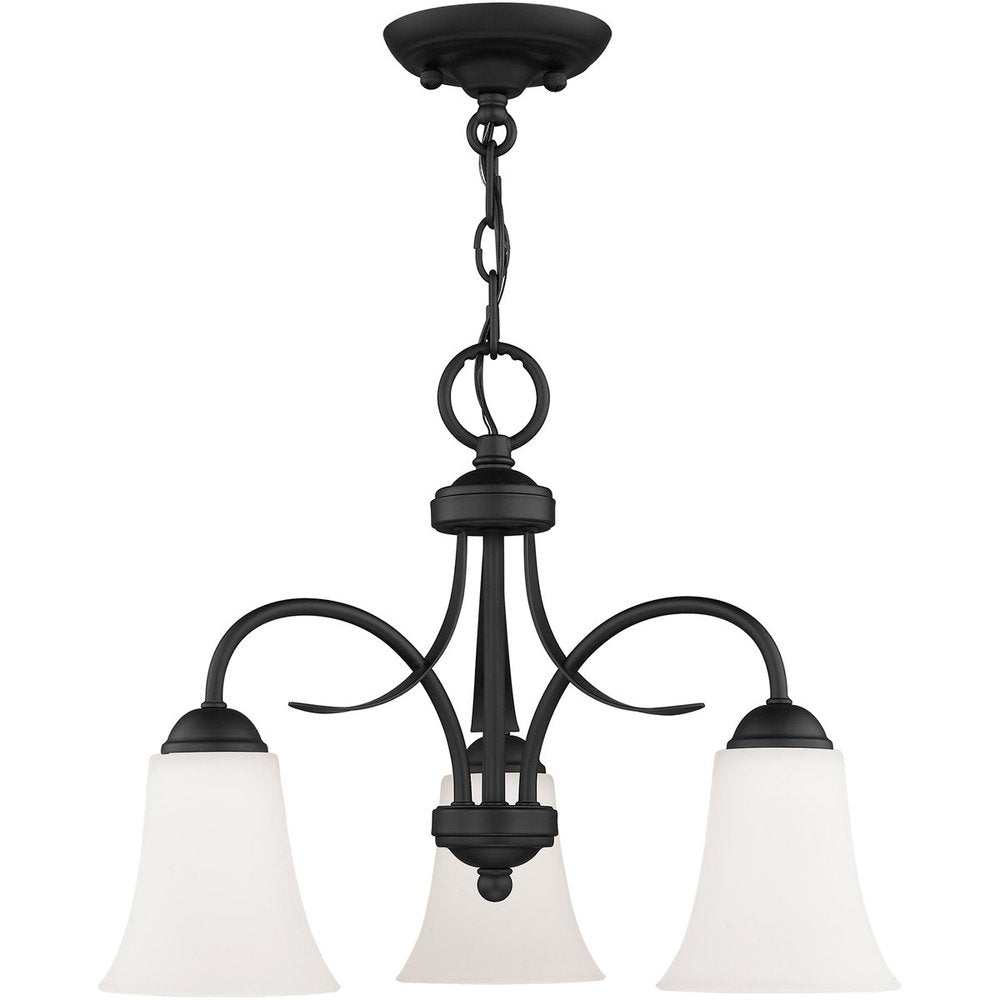 Black Three Light Dimmable Chandelier With Shades