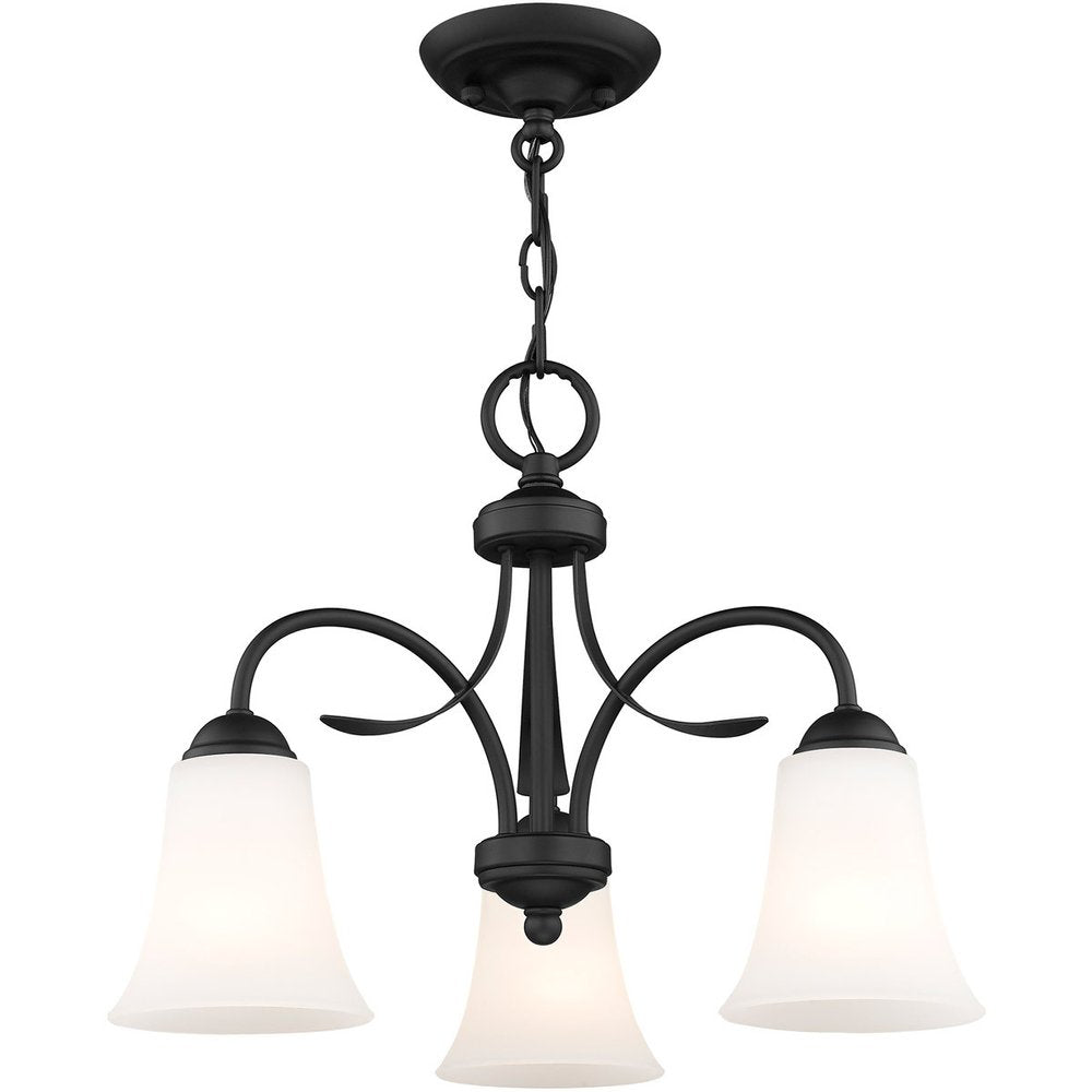 Black Three Light Dimmable Chandelier With Shades