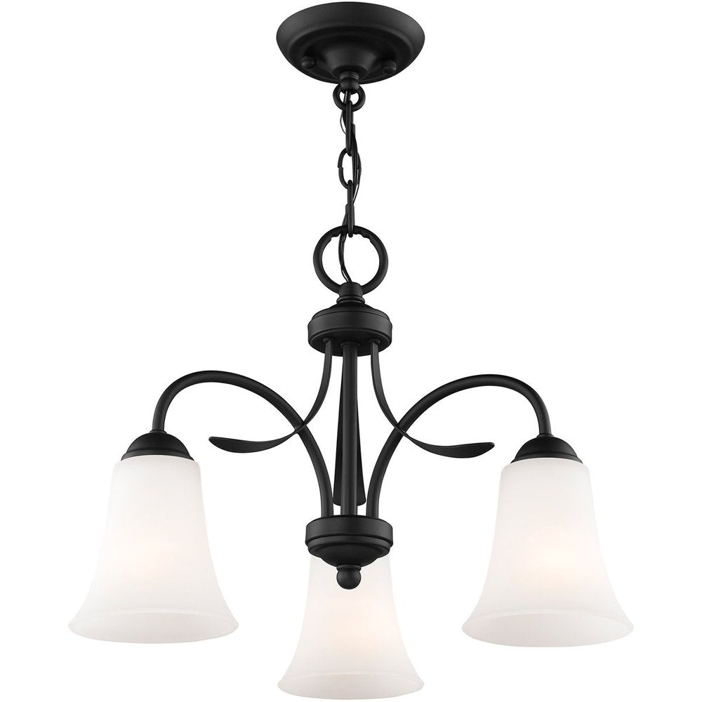 Black Three Light Dimmable Chandelier With Shades