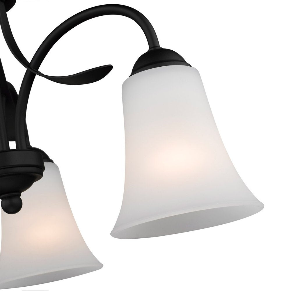 Black Three Light Dimmable Chandelier With Shades