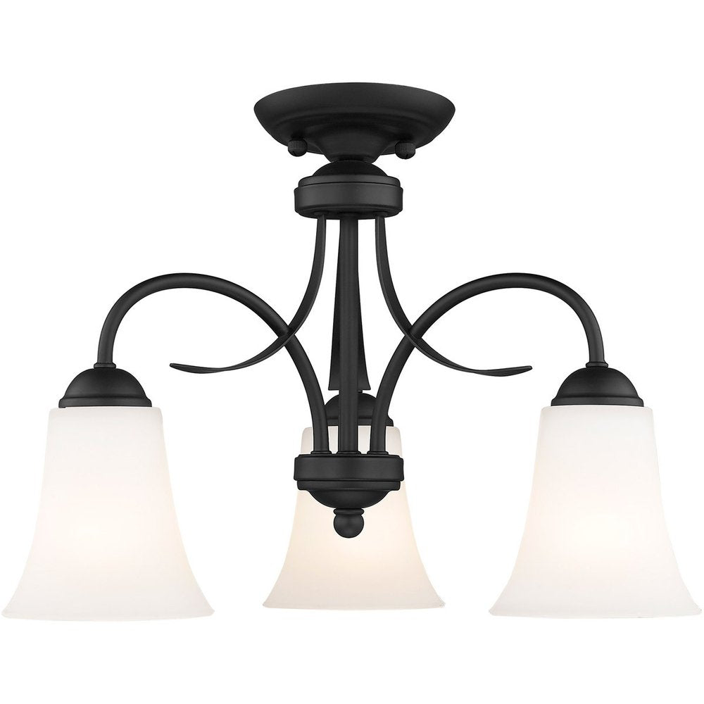 Black Three Light Dimmable Chandelier With Shades