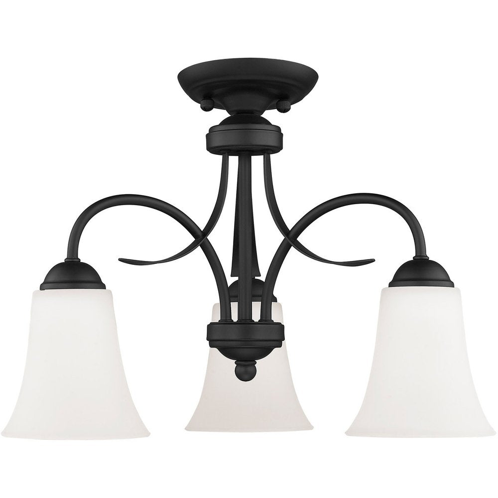 Black Three Light Dimmable Chandelier With Shades
