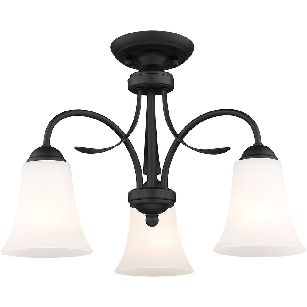 Black Three Light Dimmable Chandelier With Shades