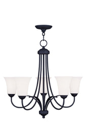 Black Five Light Dimmable Chandelier With Shades