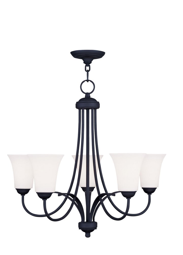 Black Five Light Dimmable Chandelier With Shades