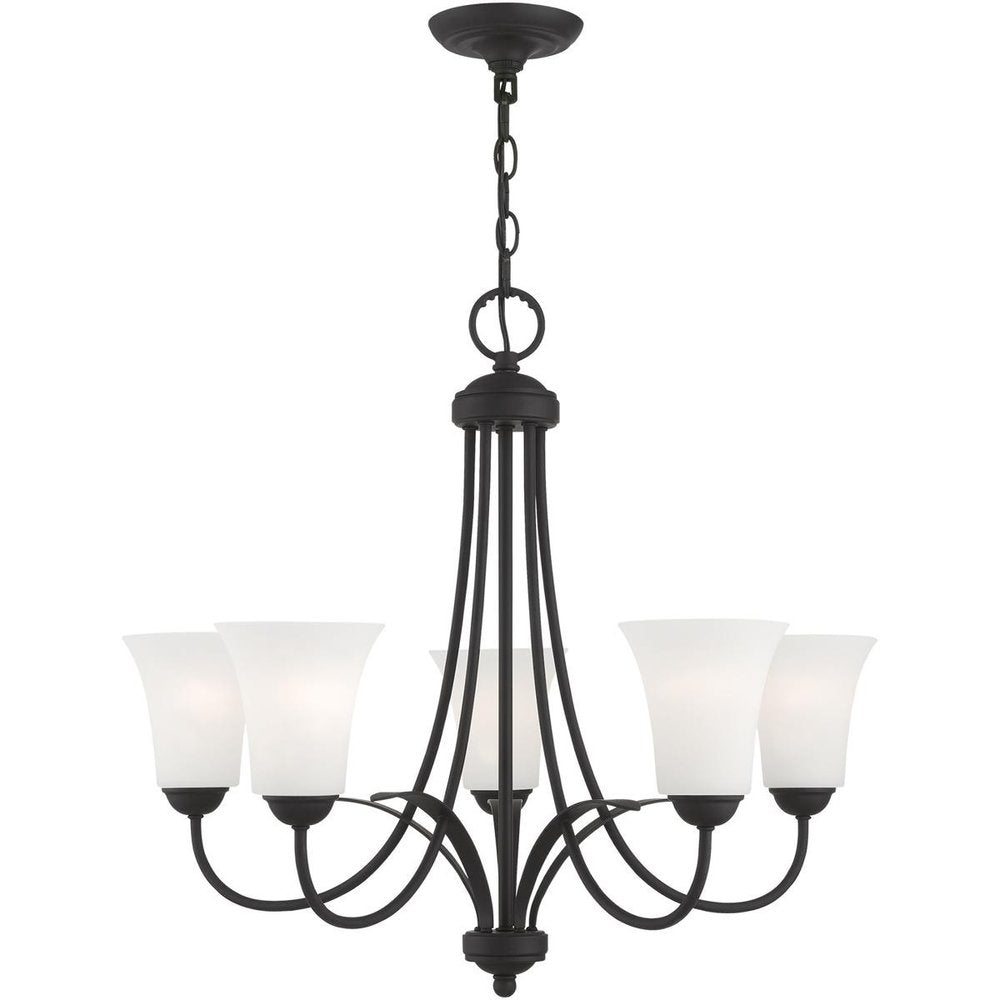 Black Five Light Dimmable Chandelier With Shades