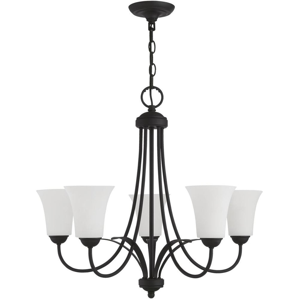 Black Five Light Dimmable Chandelier With Shades