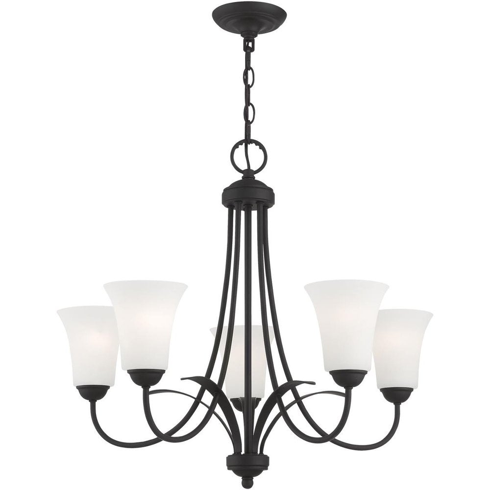 Black Five Light Dimmable Chandelier With Shades