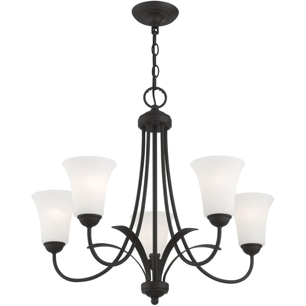 Black Five Light Dimmable Chandelier With Shades