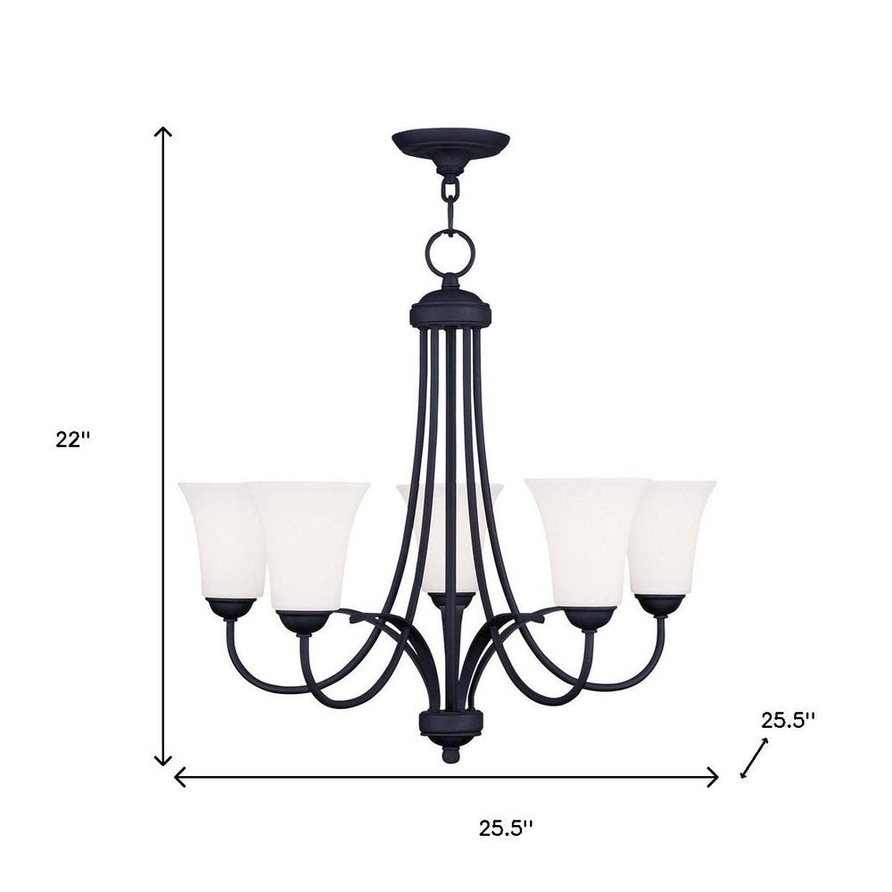 Black Five Light Dimmable Chandelier With Shades