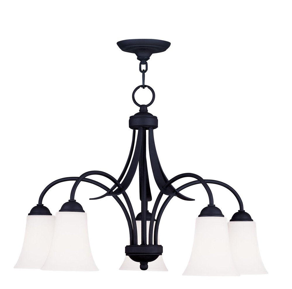 Black Five Light Dimmable Chandelier With Shades