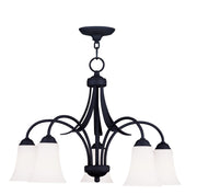 Black Five Light Dimmable Chandelier With Shades