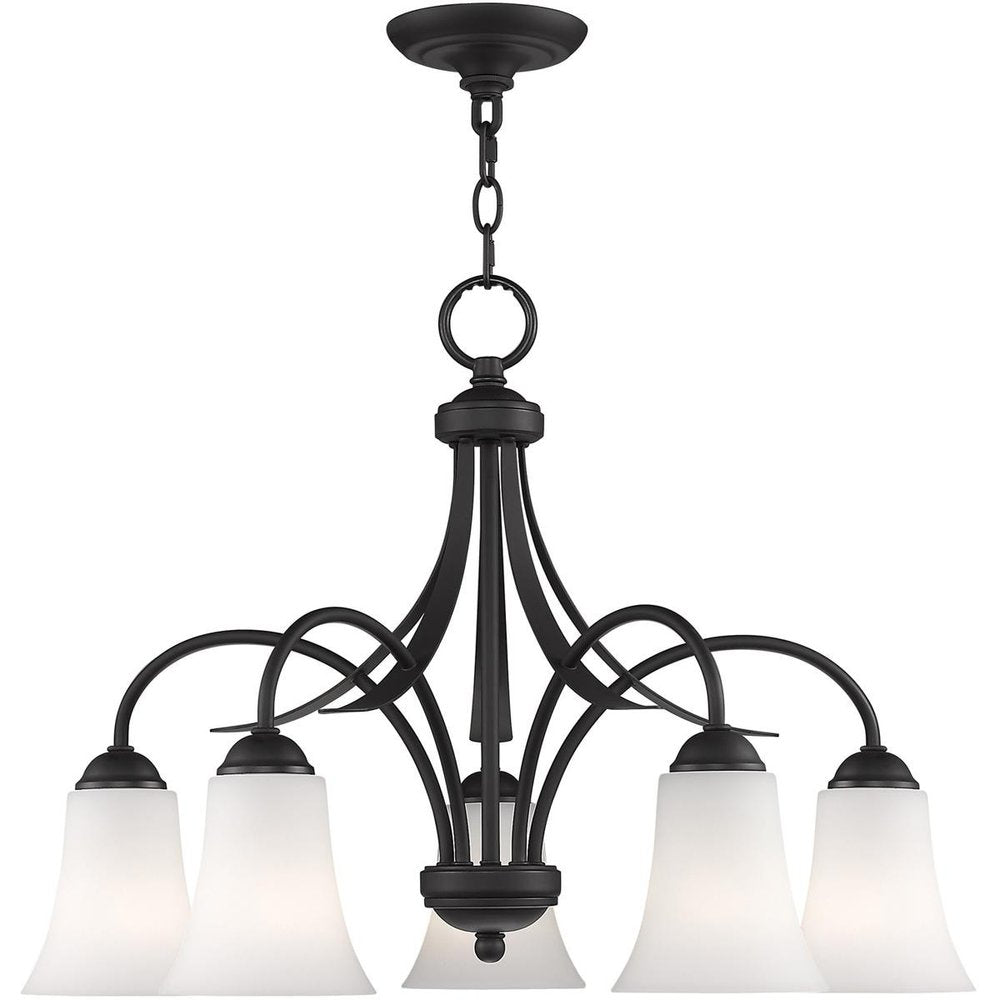 Black Five Light Dimmable Chandelier With Shades