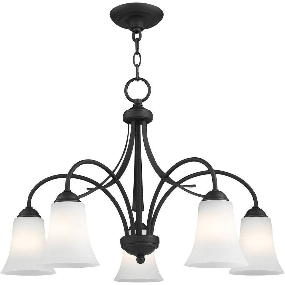 Black Five Light Dimmable Chandelier With Shades