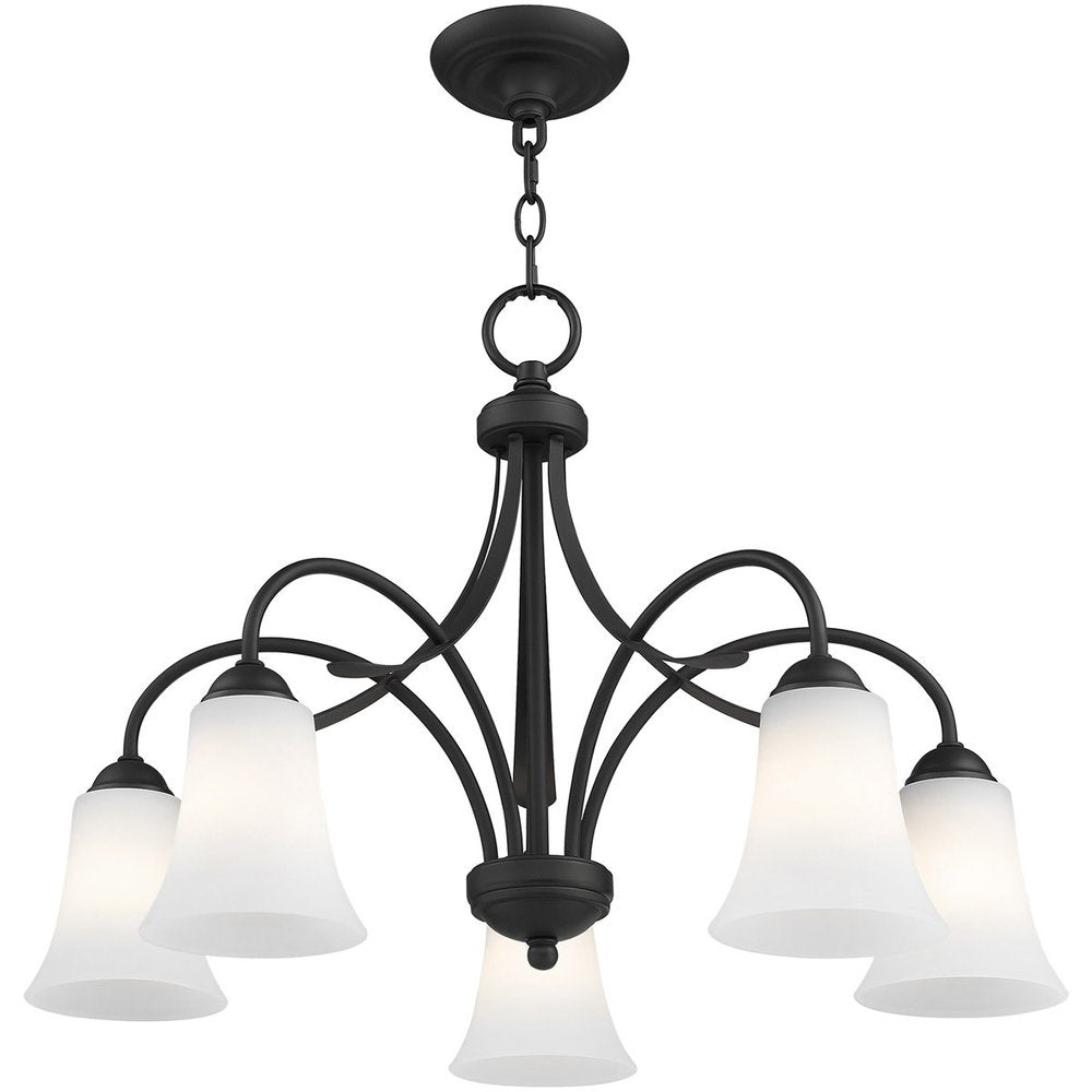 Black Five Light Dimmable Chandelier With Shades