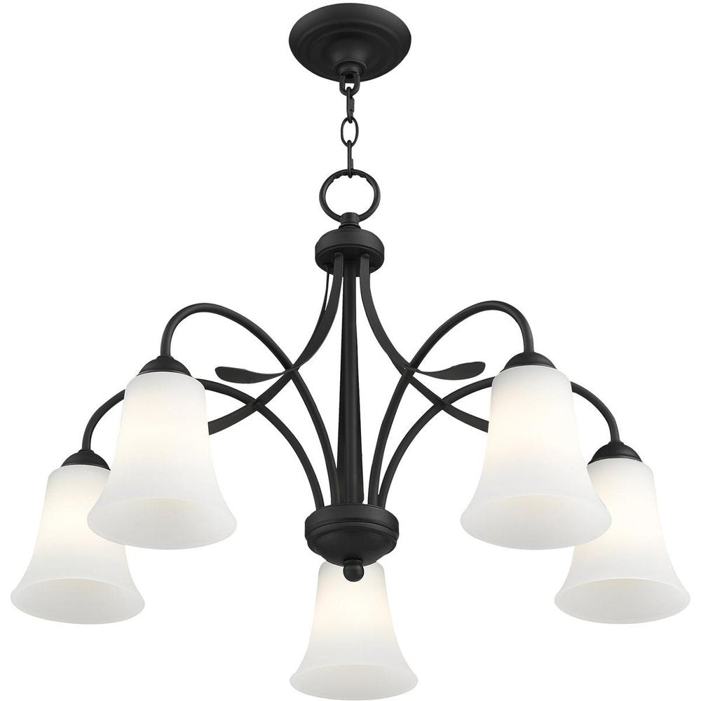 Black Five Light Dimmable Chandelier With Shades