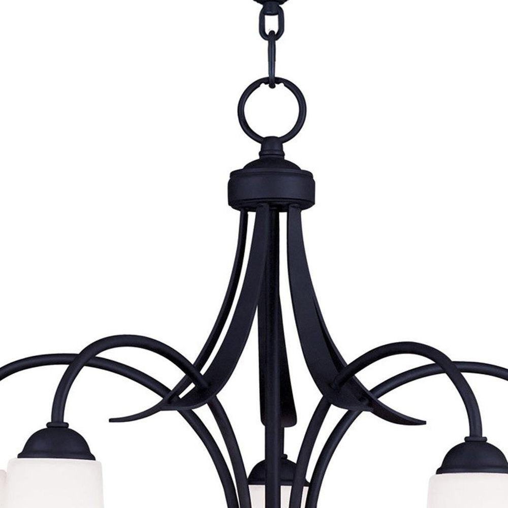 Black Five Light Dimmable Chandelier With Shades