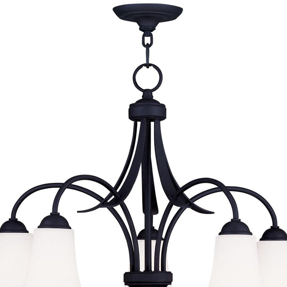 Black Five Light Dimmable Chandelier With Shades