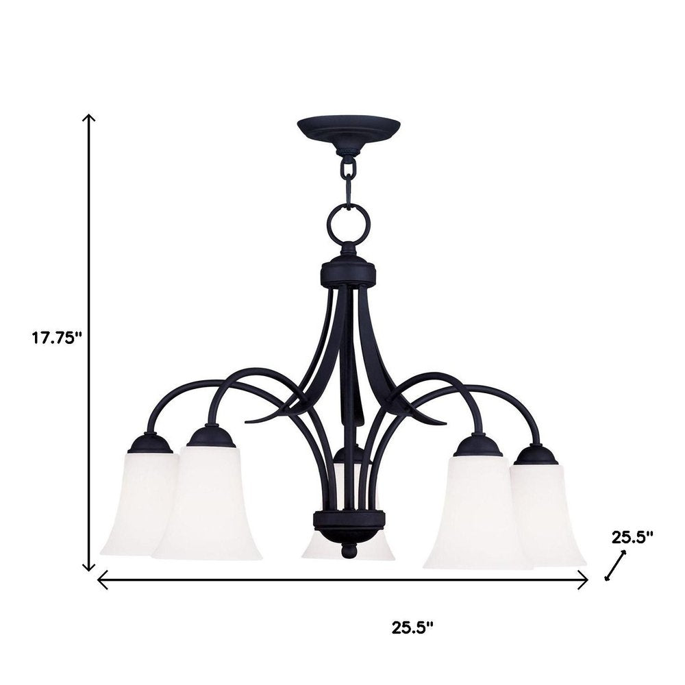 Black Five Light Dimmable Chandelier With Shades