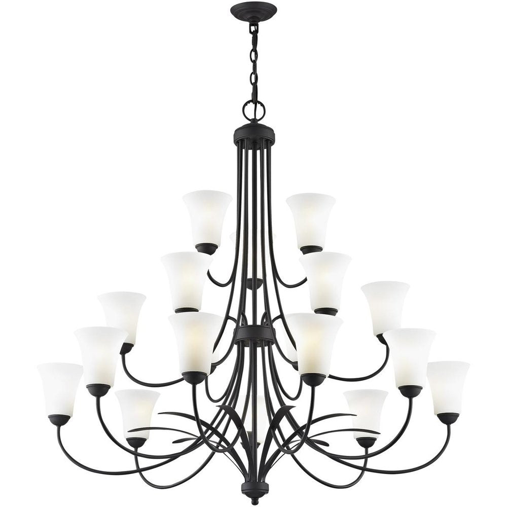 Black Multi Light Dimmable Chandelier With Shades
