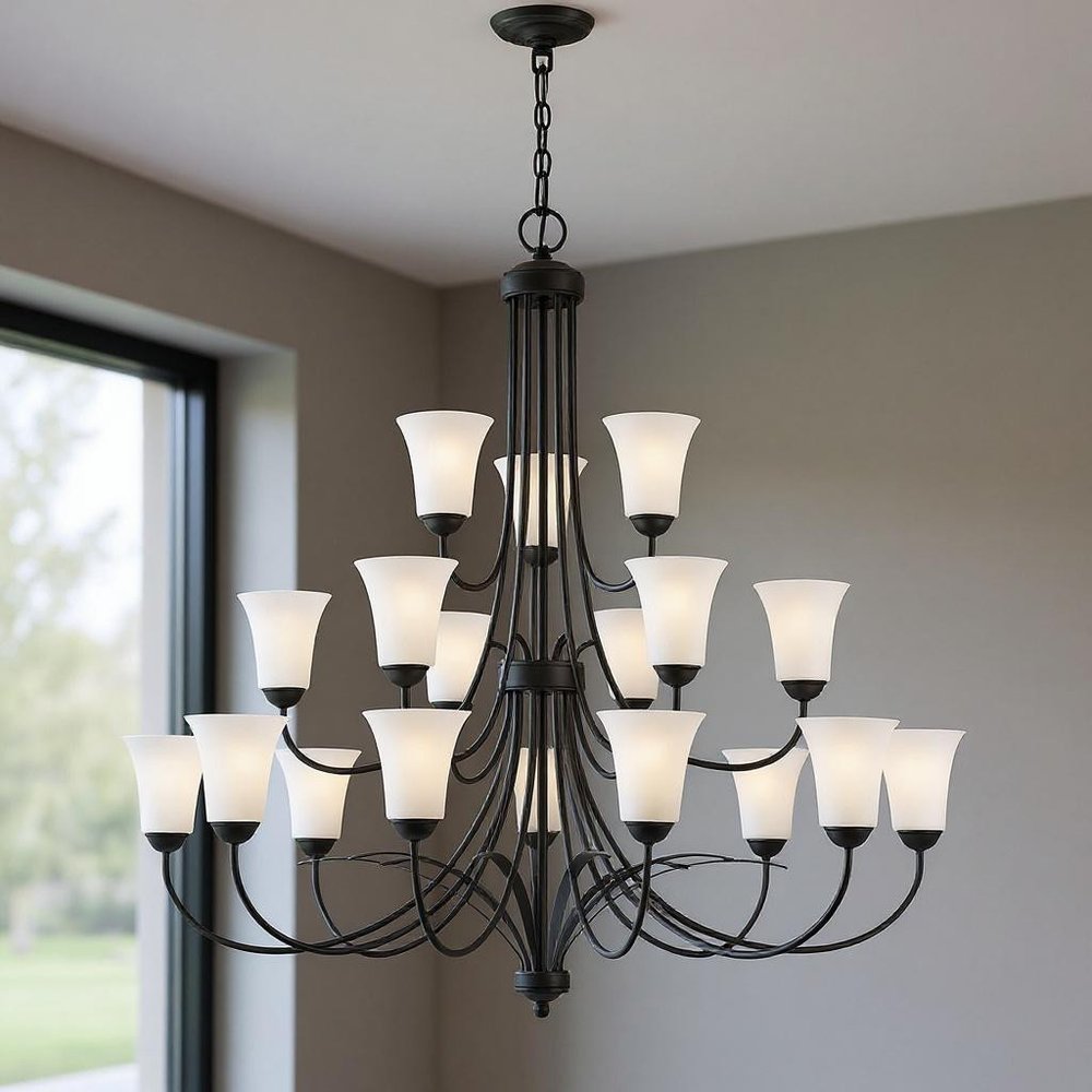 Black Multi Light Dimmable Chandelier With Shades