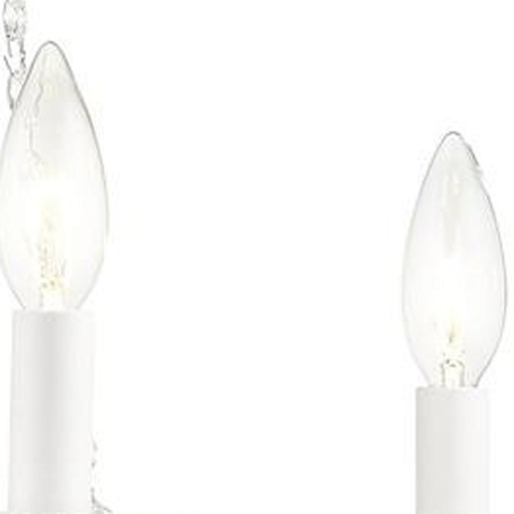 Antiqued White Four Light Metal Dimmable Chandelier With Shades